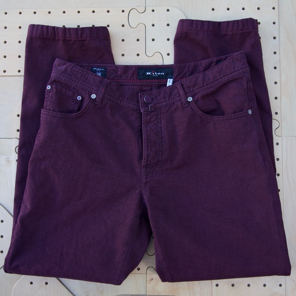 Kiton Aubergine Slim Denim Jeans Made In Italy Men's Size 34 - Picture 1 of 13
